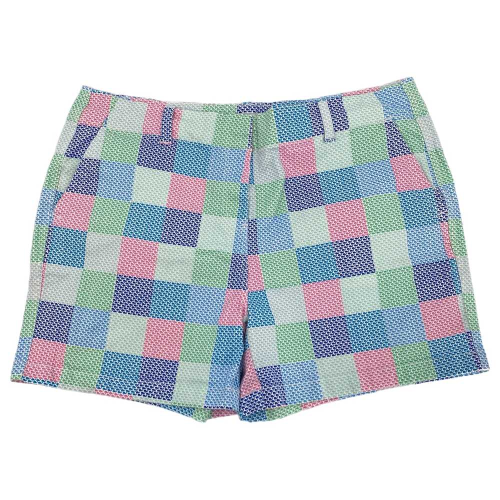 Vineyard Vines Blue Pink Checkered High Waist Shorts | Size 16